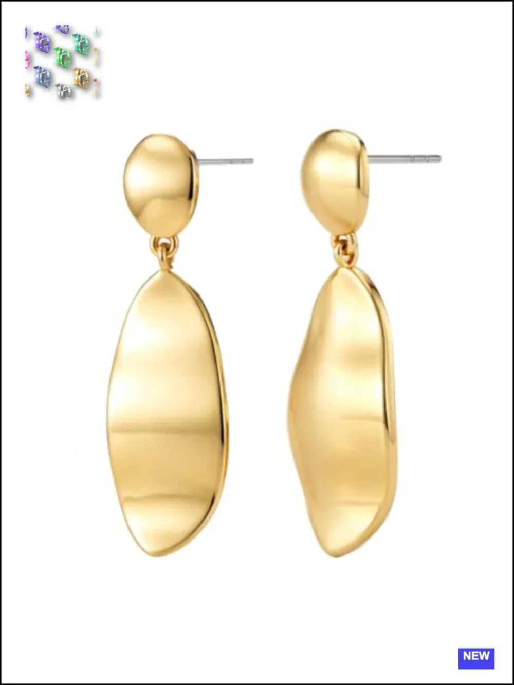 14K Gold Plated Geometric Textured Waterdrop Dangle Earrings Lightweight